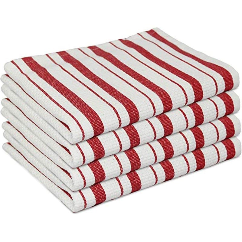 Williams-Sonoma Classic Striped Dishcloths, Dishrags, Claret Red (Set of 4)